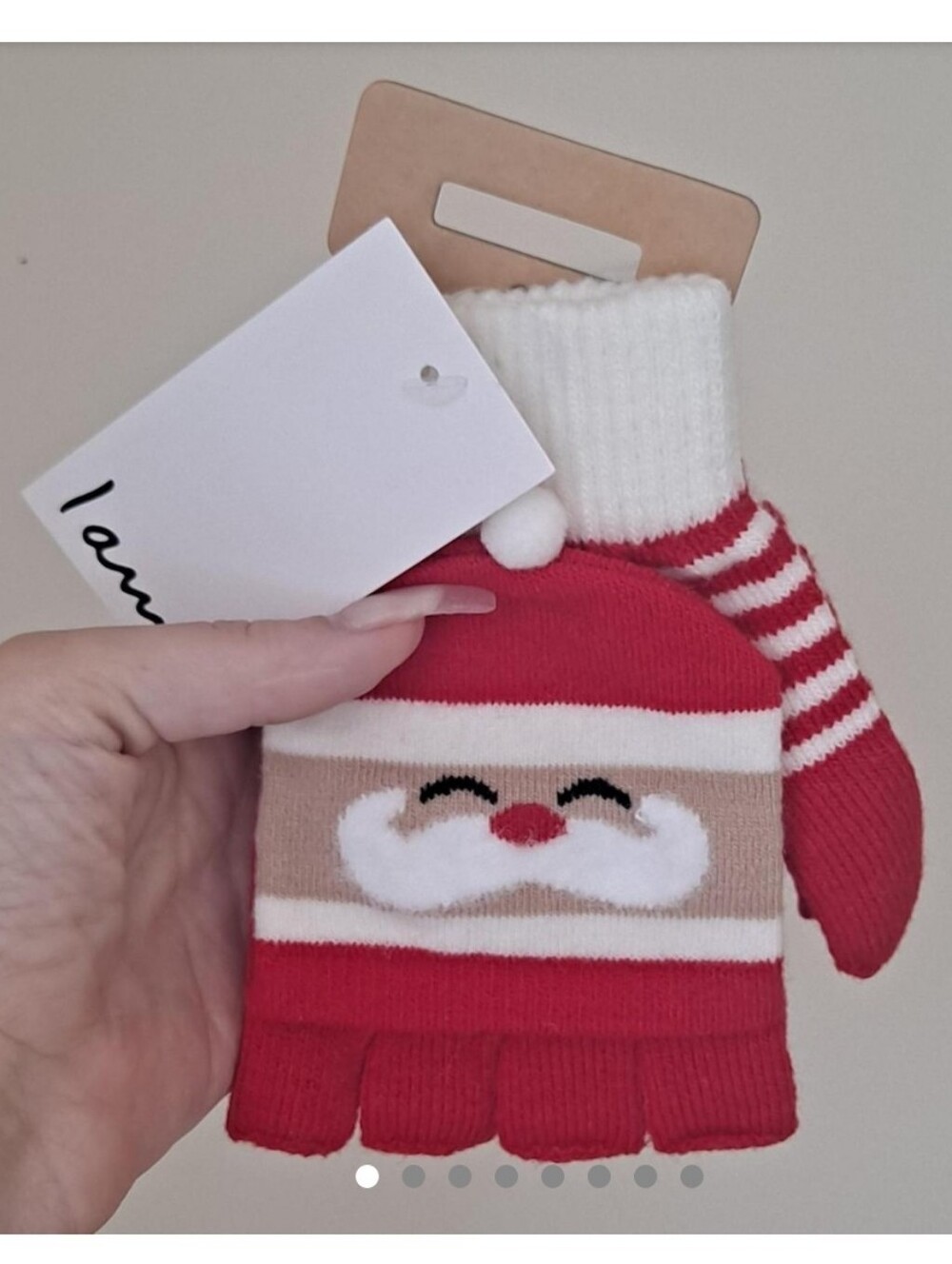 I AM Fingerless Santa Gloves Christmas Gloves Red White Striped Brand New